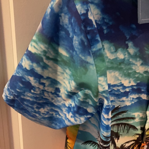 Men’s Hawaiian button down collared shirt size large sunset motif - Picture 5 of 10
